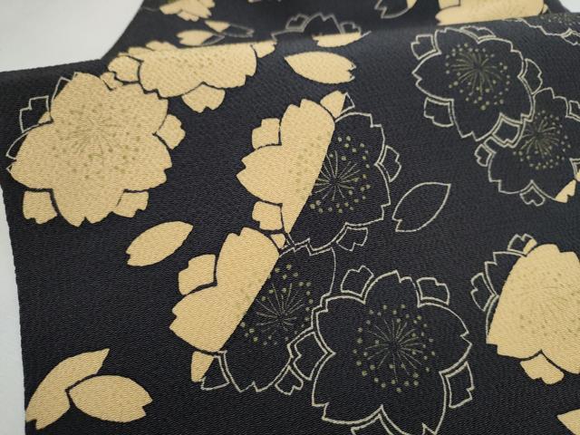 平和屋着物●九寸名古屋帯 舞桜文 鬼しぼ縮緬 正絹 逸品 CABD0427hy