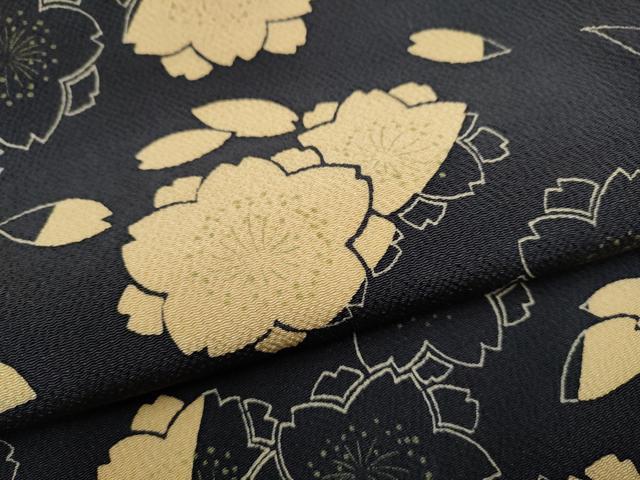 平和屋着物●九寸名古屋帯 舞桜文 鬼しぼ縮緬 正絹 逸品 CABD0427hy