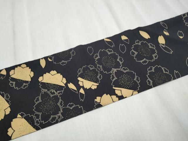 平和屋着物●九寸名古屋帯 舞桜文 鬼しぼ縮緬 正絹 逸品 CABD0427hy