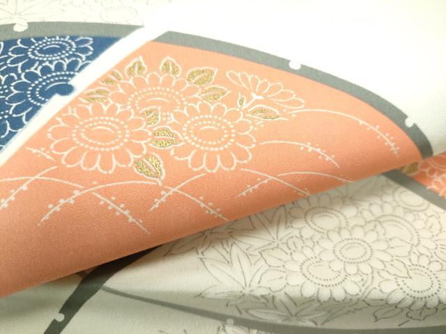 平和屋着物●九寸名古屋帯　雪芝草花文　金彩　正絹　逸品　CABD0430hy