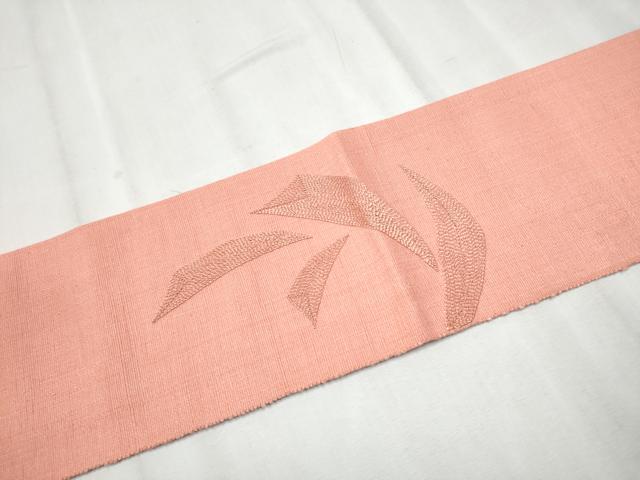 平和屋着物●本場結城紬　重要無形文化財　八寸名古屋帯　舞花文　宍色　証紙付き　正絹　逸品　CABD0431hy