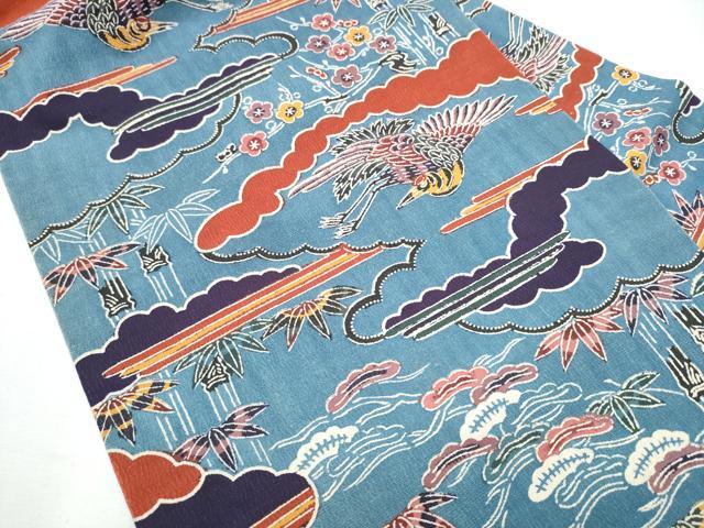 平和屋着物●九寸名古屋帯 型染め 鳳凰 松竹梅 正絹 逸品 CABD0432hy