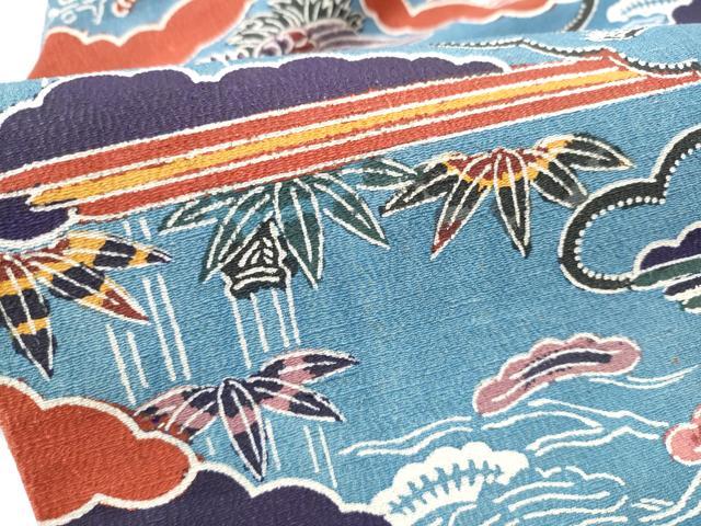 平和屋着物●九寸名古屋帯 型染め 鳳凰 松竹梅 正絹 逸品 CABD0432hy