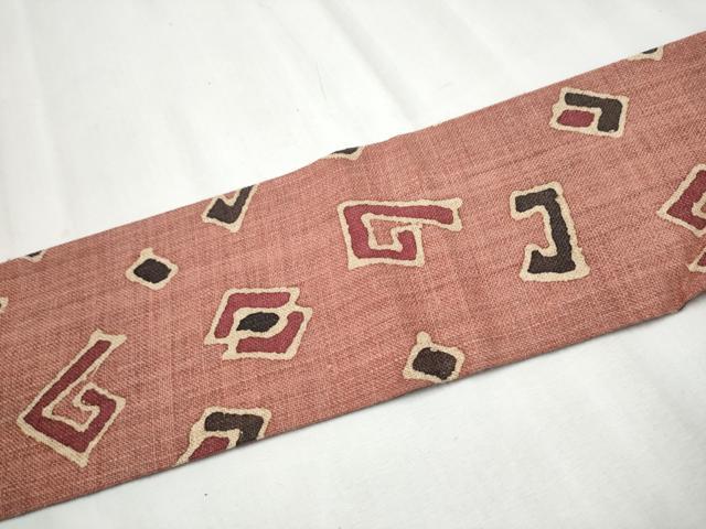 平和屋着物●八寸名古屋帯 幾何学文様 正絹 逸品 CABD0438hy