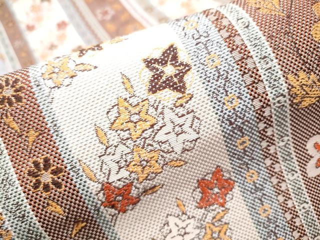 平和屋着物●本場筑前博多織 八寸名古屋帯 花唐草間道 正絹 逸品 CABD0440hy