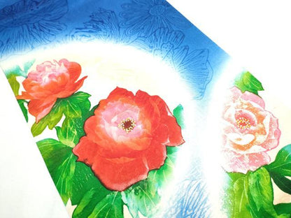 平和屋着物●九寸開き名古屋帯 枝牡丹 金銀彩 正絹 逸品 CABD0443hy