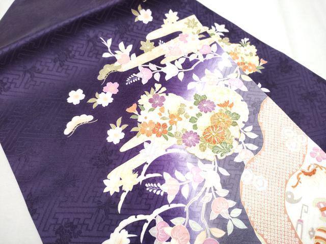 平和屋着物●九寸名古屋帯 駒刺繍 雪輪草花文 金彩 正絹 逸品 CABD0444hy