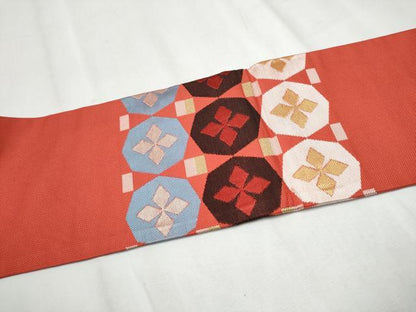 平和屋着物●西陣 川島織物 九寸名古屋帯 舞花吉祥文 金銀糸 正絹 逸品 CABD0445hy