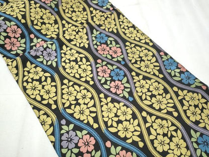 平和屋着物●九寸開き名古屋帯 立涌花文 正絹 逸品 CABD0447hy