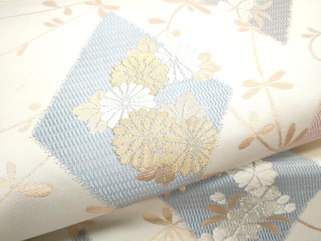 平和屋着物●九寸名古屋帯 唐織 立涌花文 菱花兎唐草文 金糸 正絹 逸品 CABD0448hy