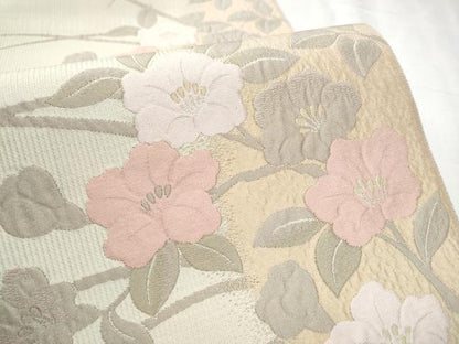 平和屋着物●九寸開き名古屋帯 籬草花文 正絹 逸品 CABD0451hy