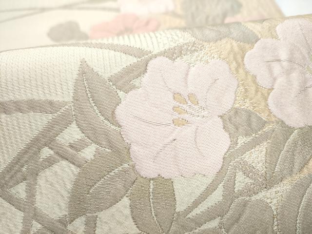 平和屋着物●九寸開き名古屋帯 籬草花文 正絹 逸品 CABD0451hy