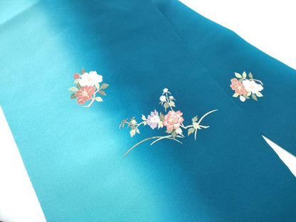 平和屋着物●九寸名古屋帯 総刺繍 枝花文 金糸 正絹 逸品 CABD0452hy