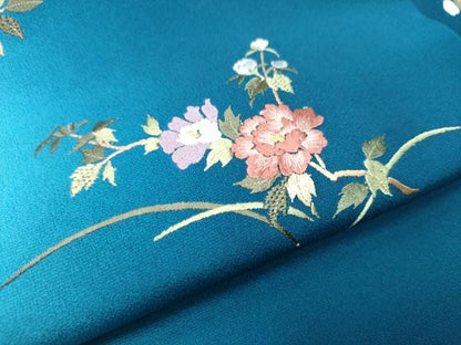 平和屋着物●九寸名古屋帯 総刺繍 枝花文 金糸 正絹 逸品 CABD0452hy
