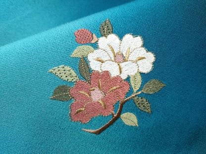 平和屋着物●九寸名古屋帯 総刺繍 枝花文 金糸 正絹 逸品 CABD0452hy