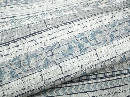 平和屋着物●本場筑前博多織 八寸名古屋帯 藍 エジプト異文 正絹 逸品 CABD0455hy