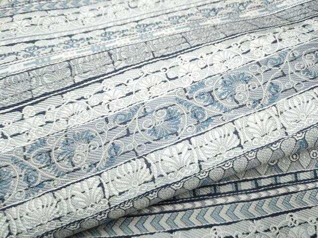 平和屋着物●本場筑前博多織 八寸名古屋帯 藍 エジプト異文 正絹 逸品 CABD0455hy