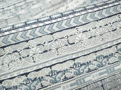 平和屋着物●本場筑前博多織 八寸名古屋帯 藍 エジプト異文 正絹 逸品 CABD0455hy