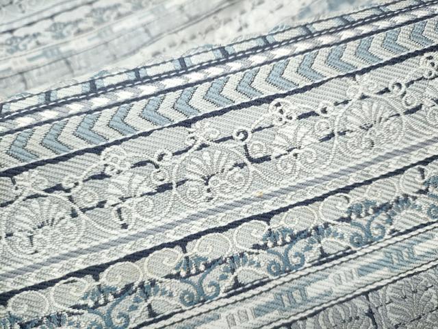 平和屋着物●本場筑前博多織 八寸名古屋帯 藍 エジプト異文 正絹 逸品 CABD0455hy
