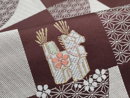 平和屋着物●九寸名古屋帯 市松玩具文 金彩 正絹 逸品 CABD0456hy