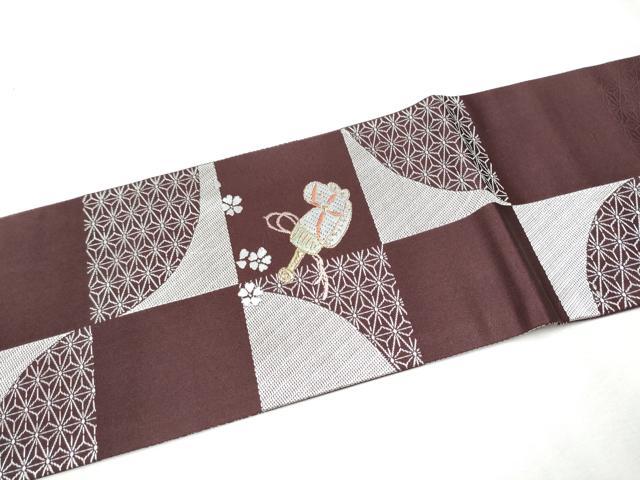 平和屋着物●九寸名古屋帯 市松玩具文 金彩 正絹 逸品 CABD0456hy