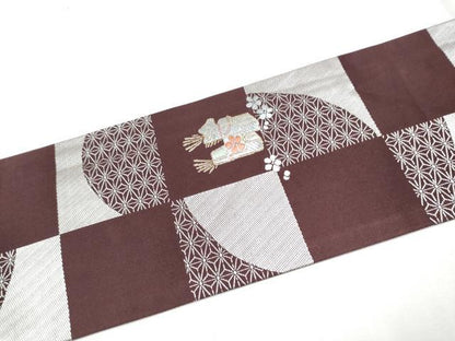 平和屋着物●九寸名古屋帯 市松玩具文 金彩 正絹 逸品 CABD0456hy