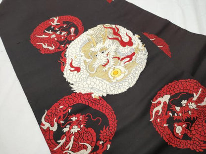 平和屋着物●アンティーク 大正ロマン 九寸名古屋帯 龍 金銀糸 正絹 逸品 CABD0459hy