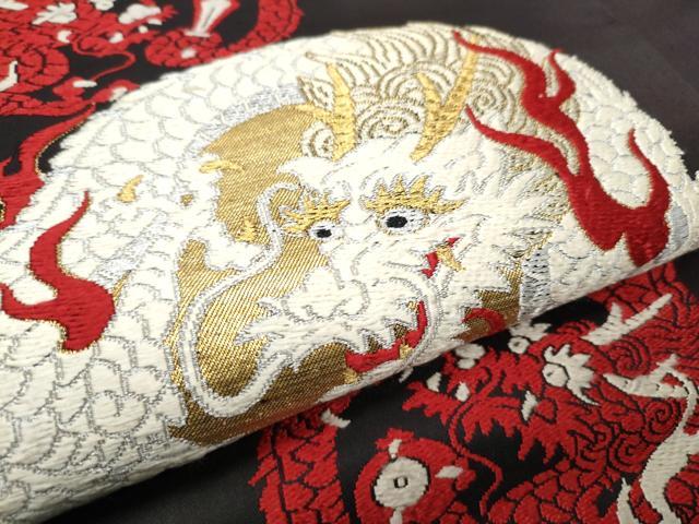 平和屋着物●アンティーク 大正ロマン 九寸名古屋帯 龍 金銀糸 正絹 逸品 CABD0459hy