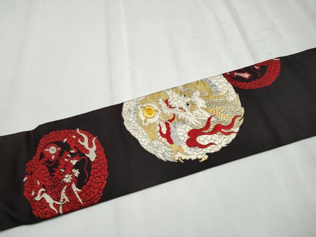 平和屋着物●アンティーク 大正ロマン 九寸名古屋帯 龍 金銀糸 正絹 逸品 CABD0459hy