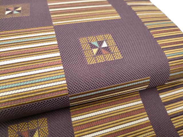 平和屋着物●本場筑前博多織 八寸名古屋帯 市松霞文 正絹 逸品 CABD0462hy