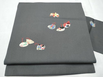 平和屋着物●塩瀬 九寸名古屋帯 十二支 金彩 正絹 逸品 CABD0464hy