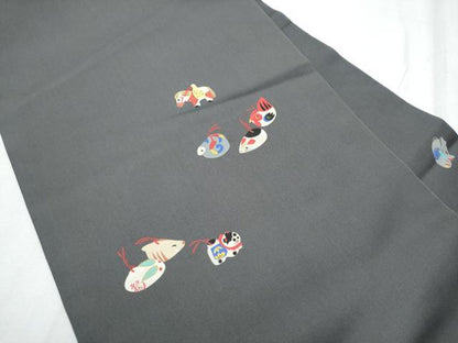 平和屋着物●塩瀬 九寸名古屋帯 十二支 金彩 正絹 逸品 CABD0464hy