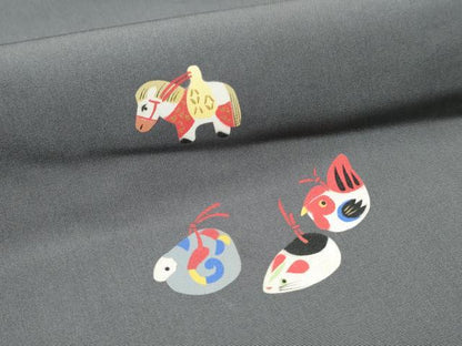 平和屋着物●塩瀬 九寸名古屋帯 十二支 金彩 正絹 逸品 CABD0464hy
