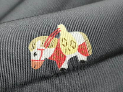 平和屋着物●塩瀬 九寸名古屋帯 十二支 金彩 正絹 逸品 CABD0464hy