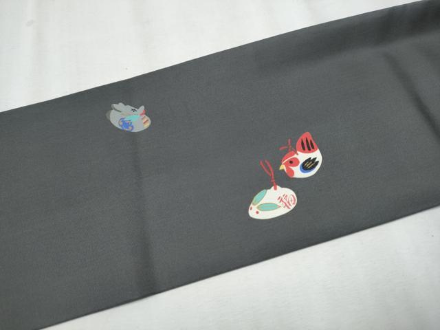 平和屋着物●塩瀬 九寸名古屋帯 十二支 金彩 正絹 逸品 CABD0464hy