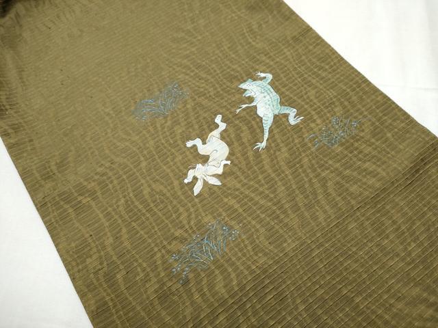 平和屋着物●島田えり茂 九寸名古屋帯 紬地 ミミズク 金彩 正絹 逸品 CABD0465hy