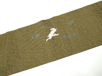 平和屋着物●島田えり茂 九寸名古屋帯 紬地 ミミズク 金彩 正絹 逸品 CABD0465hy
