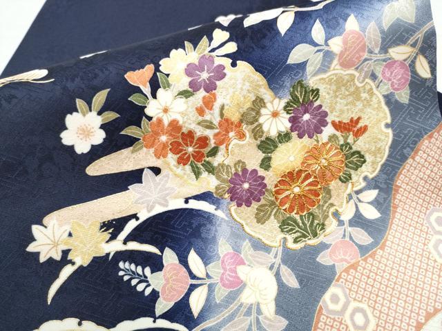 平和屋着物●九寸名古屋帯 駒刺繍 雪輪草花文 金彩 正絹 逸品 CABD0469hy