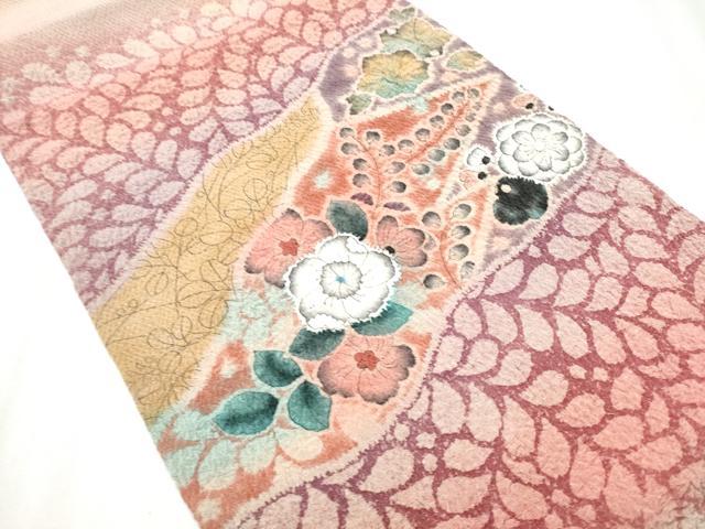 平和屋着物●九寸開き名古屋帯 作家物 絞り 辻が花 鬼しぼ縮緬 正絹 逸品 CABD0472hy