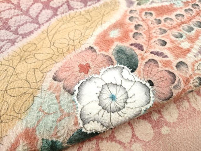 平和屋着物●九寸開き名古屋帯 作家物 絞り 辻が花 鬼しぼ縮緬 正絹 逸品 CABD0472hy