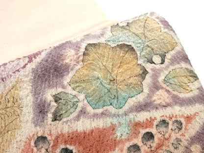 平和屋着物●九寸開き名古屋帯 作家物 絞り 辻が花 鬼しぼ縮緬 正絹 逸品 CABD0472hy