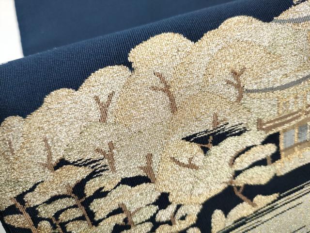 平和屋着物●爪掻き本綴れ 八寸名古屋帯 金閣寺 金糸 証紙付き 正絹 逸品 CABD0475hy