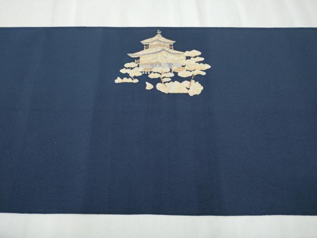 平和屋着物●爪掻き本綴れ 八寸名古屋帯 金閣寺 金糸 証紙付き 正絹 逸品 CABD0475hy