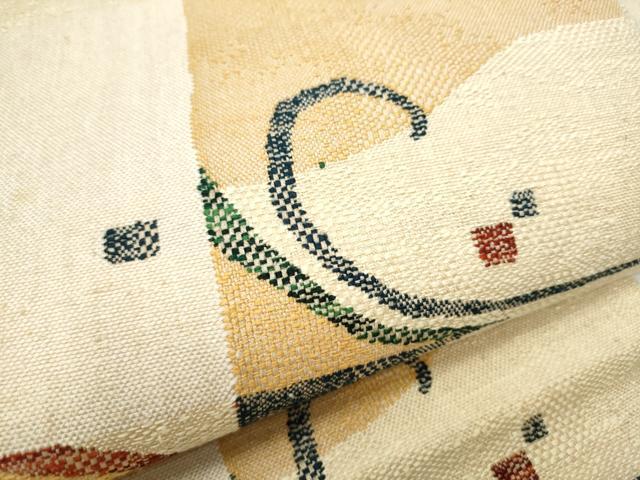平和屋着物●八寸名古屋帯 紬地 唐草文 正絹 逸品 CABD0484hy