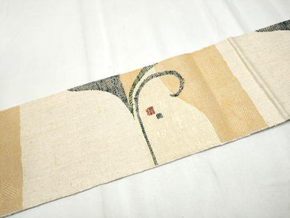 平和屋着物●八寸名古屋帯 紬地 唐草文 正絹 逸品 CABD0484hy