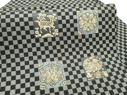 平和屋着物●西陣 長嶋成織物 ながしま帯 九寸名古屋帯 正倉院献上 黒地 正絹 逸品 CABD0485hy