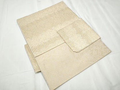 平和屋着物●西陣 吉村織物謹製 つけ帯 桃川染 間道 金糸 正絹 逸品 CABD0489hy