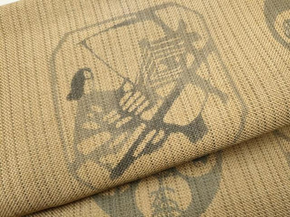 平和屋着物●つけ帯 型染め 人物文 正絹 逸品 CABD0490hy