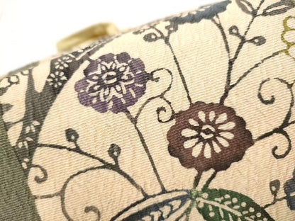 平和屋着物●つけ帯 型染め 花唐草文 正絹 逸品 CABD0492hy