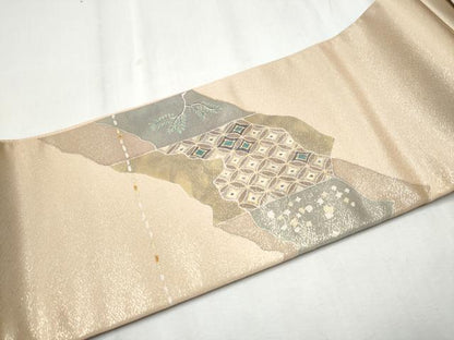 平和屋着物●ワンタッチつけ帯　道長吉祥文　金糸　正絹　逸品　CABD0496hy